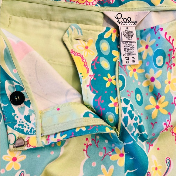 Lilly Pulitzer Bohemian Wide Legs pants Size 10 Zipper 97% cotton 3% Spandex - Picture 7 of 8